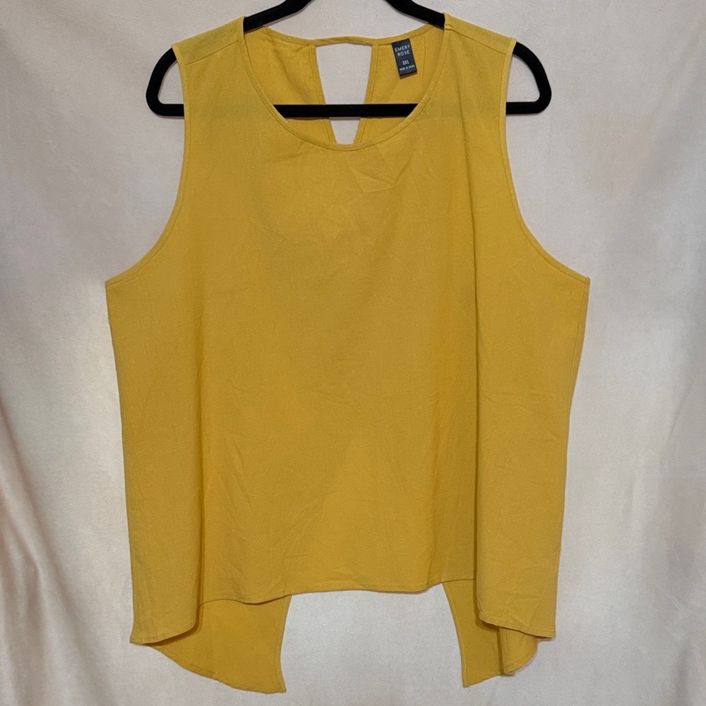 NWOT Mustard Yellow Cross Wrap Back Asymmetrical Hem Tank Top